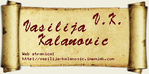 Vasilija Kalanović vizit kartica